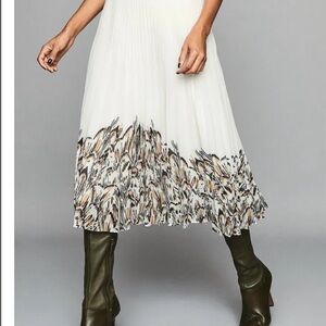 Reiss Isidora Print Pleated Midi Skirt
